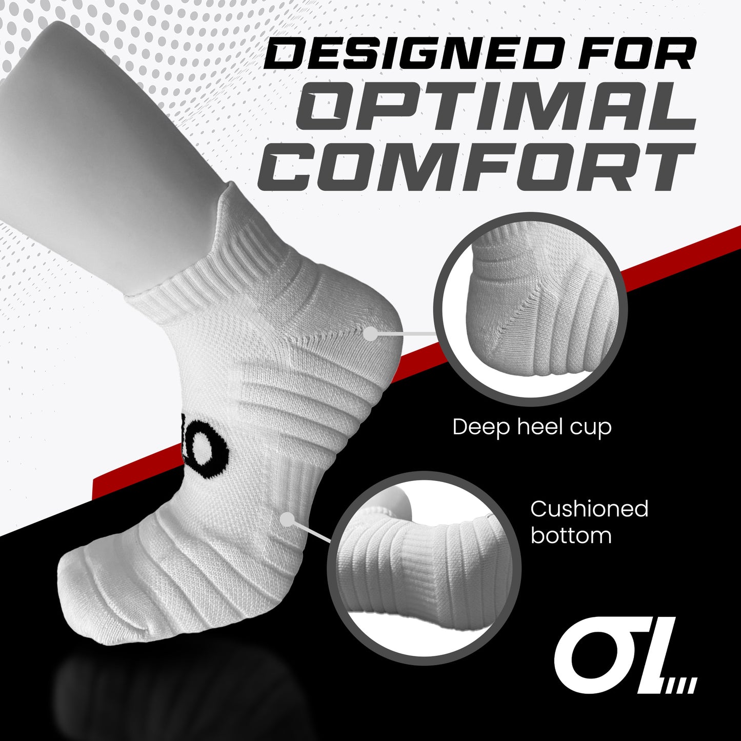 Open Looks Low Cut Sports Socks - 2 Pack (White)